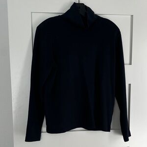 Lands' End Women’s 100% Cotton Turtleneck Long Sleeve Tee In Black Size Small